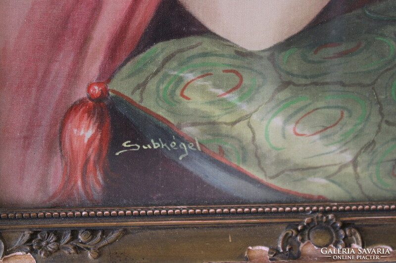 Kartyavetőnő - subkégel gyula - silk painting