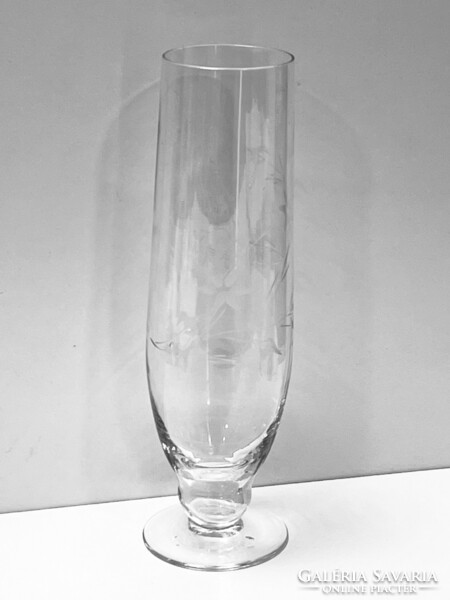 Engraved glass vase