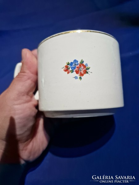 Granite tea cup mug with floral pattern