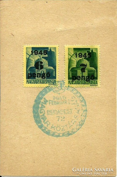 Alkalmi bélyegzés = MAGYAR KÖZTÁRSASÁG, BUDAPEST  (1946. FEBRUÁR 1.)