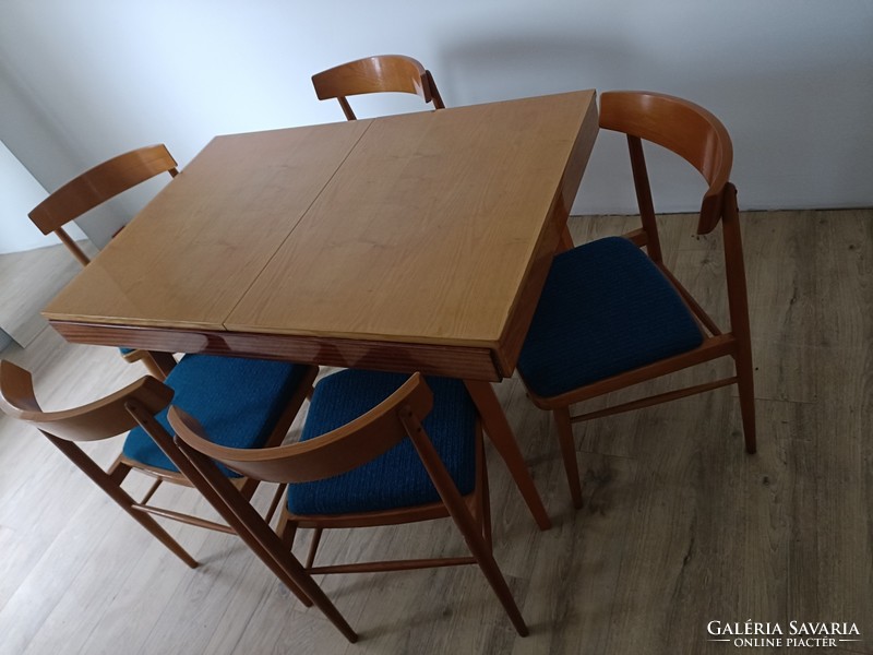 Jitona Ton cseh csehszlovák étkező asztal 5 székkel szék retro MID century