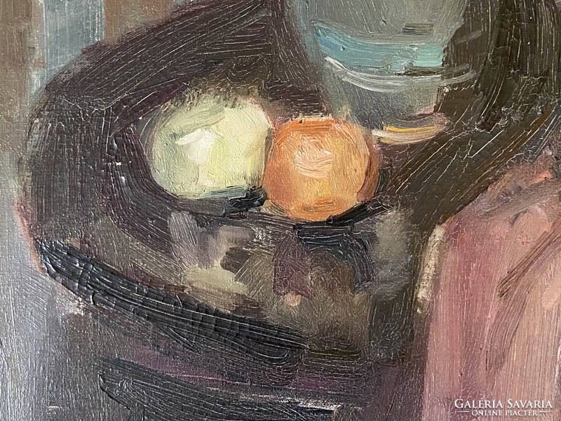 Éva Gera (1923-1996) gallery retro oil canvas tabletop still life painting