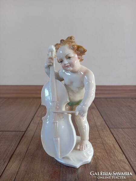 Antique ens porcelain cello putto