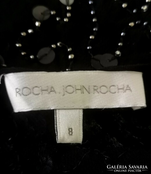 John Rocha 36-os fekete flitteres top, alkalmi blúz
