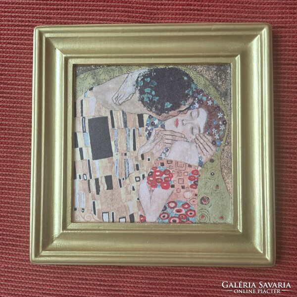 Klimt kiss painting in decoupage image, handmade product