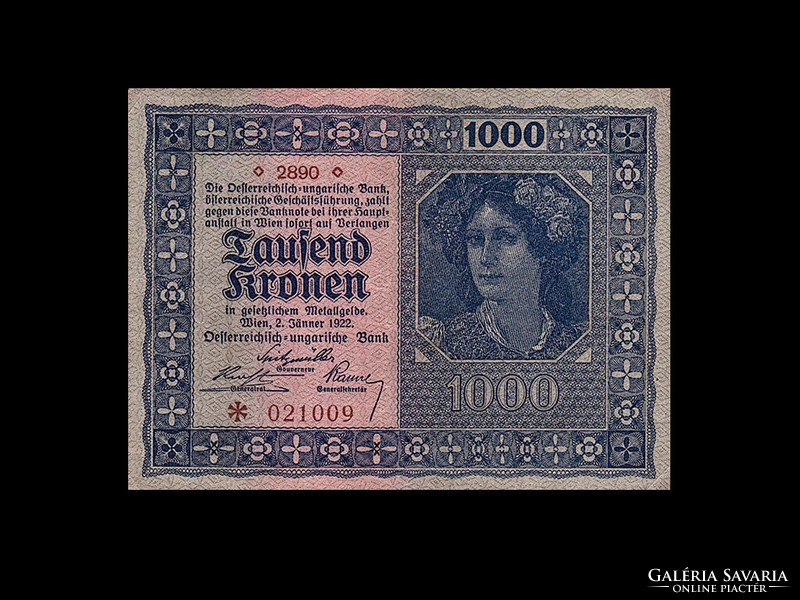 1000 Korona 1922 - Austro-Hungarian bank