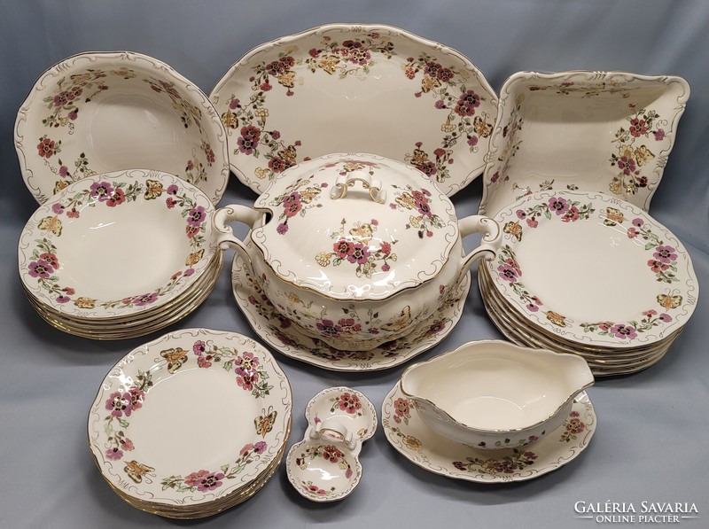 Zsolnay butterfly dinner set for 6 people, 25 pieces
