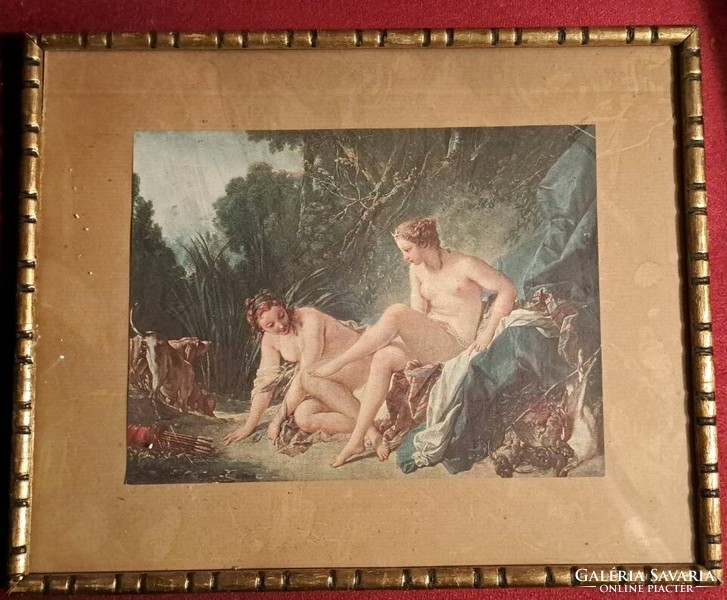 Antique picture with gilded frame. Size: 26x32 cm.