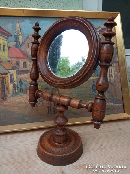 Wooden tilting table mirror-vintage mirror