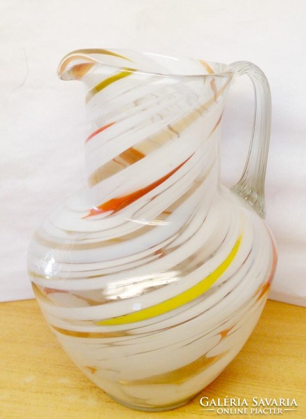 Muránói Splatter Art Glass boroskancsó márványos mintával 1950-1960-es évek ritkaság a vitrinedbe
