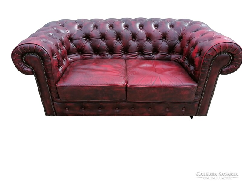 Original chesterfield leather sofa set