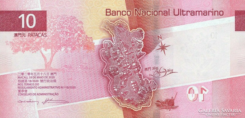 Makaó 10 patacas, 2020, UNC bankjegy
