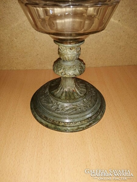 Marked antique kerosene lamp - 25 cm high