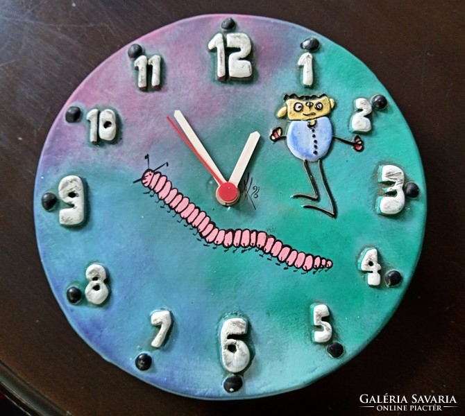 Retro ceramic handmade wall clock 22cm