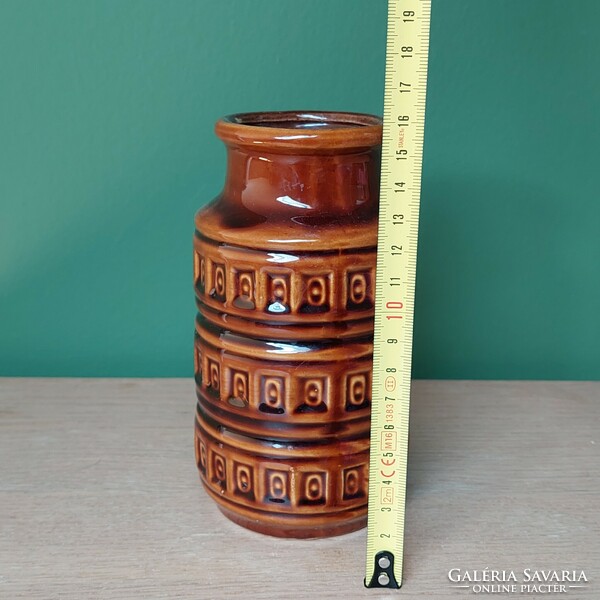 Vintage scheurich German ceramic vase with Inca pattern