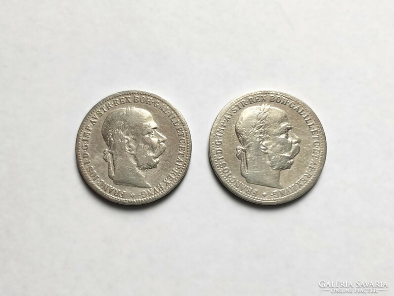 Green error! Austria, silver 1 kroner pair 1893 - 1894, both wrongly minted!