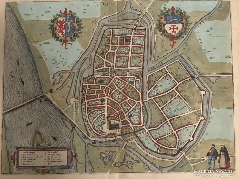 ZUTPHEN HOLLANDIA 1581 BRAUN & HOGENBERG réz gravírozott térkép