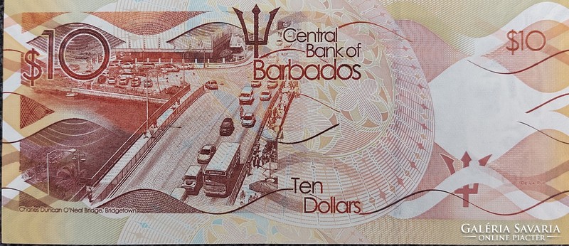 Barbados 10 dollár, 2018, UNC bankjegy