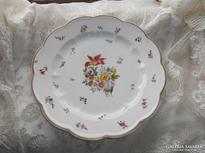 Antique large hand-painted serving bowl. Philipp k. Neforejcs u. 19 Marked .28 Cm