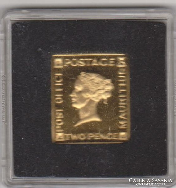 Island of Mauritius 2 pence gilt stamp medal 1847