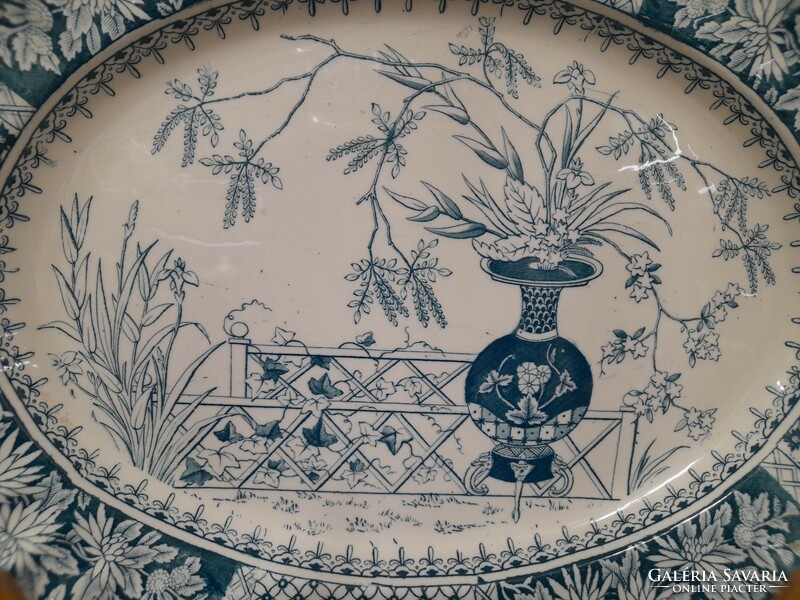 Régi Angol 1877,Virág Mintás Kézi Festésű Porcelán Pecsenyés Tál,Tányér,Kínáló. Registermark 1877.