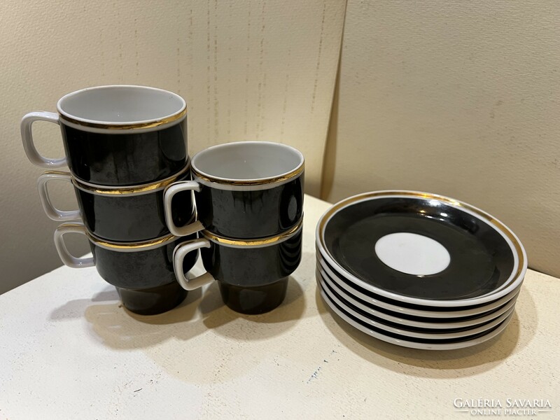 Hollóházi kávéskészlet porcelán, 5 személyes, 6 cm-es.4593