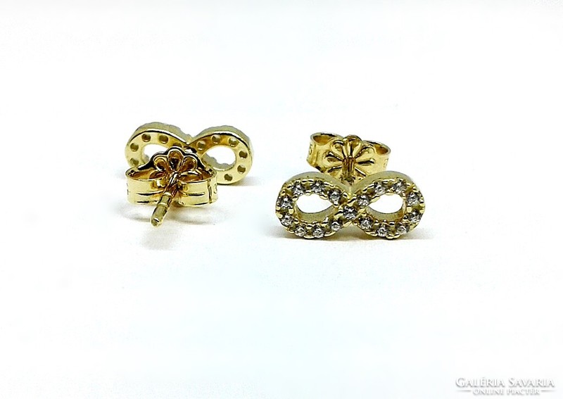 Gold earrings with stone infinity sign (zal-au122735)