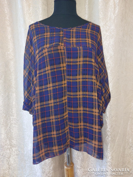 Topshop loose loose checked open back top xl