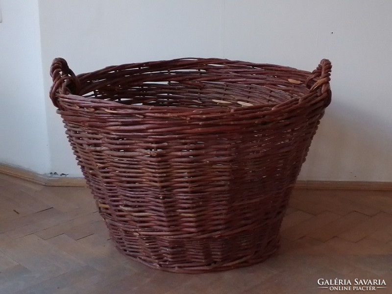 Huge old hand-woven cane with handles economic transport basket basket storage like new 65 cm
