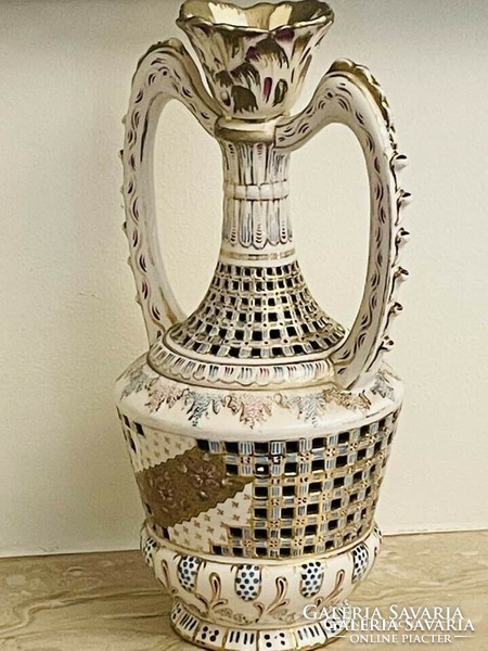 Large fischer emil decorative vase with openwork walls