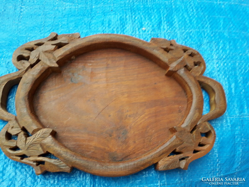 Beautiful valuable wooden carved Indian tray 30x20 cm. New.