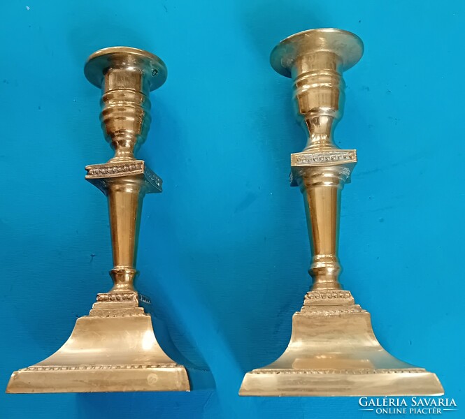 Pair of Empire candle holders, gilded copper