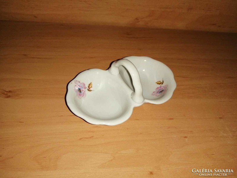 Antique Zsolnay porcelain salt shaker, pepper shaker with flowers - length 13 cm (22/k)
