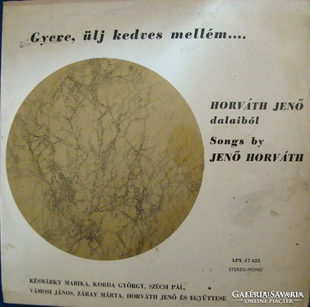 Come sit next to me with a vinyl record from the songs of Jenő Croatian