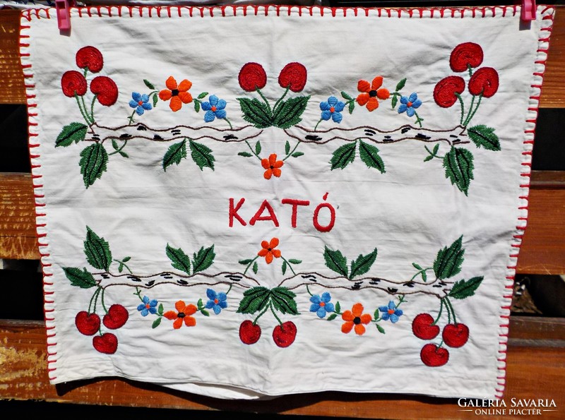 Pillow cover with cherry, cherry kato inscription