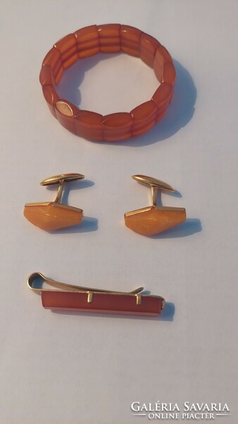 Amber bracelet cufflink tie pin