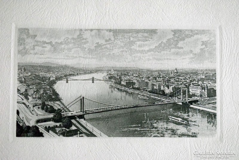 Nagy Zoltán , Budapest , Erzsébet híd , rézkarc