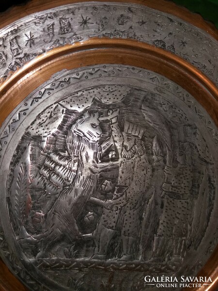 Museum replica of antique viking bowl Sigurd and Lintwurm silvery cute pewter wall plate as shown in the pictures