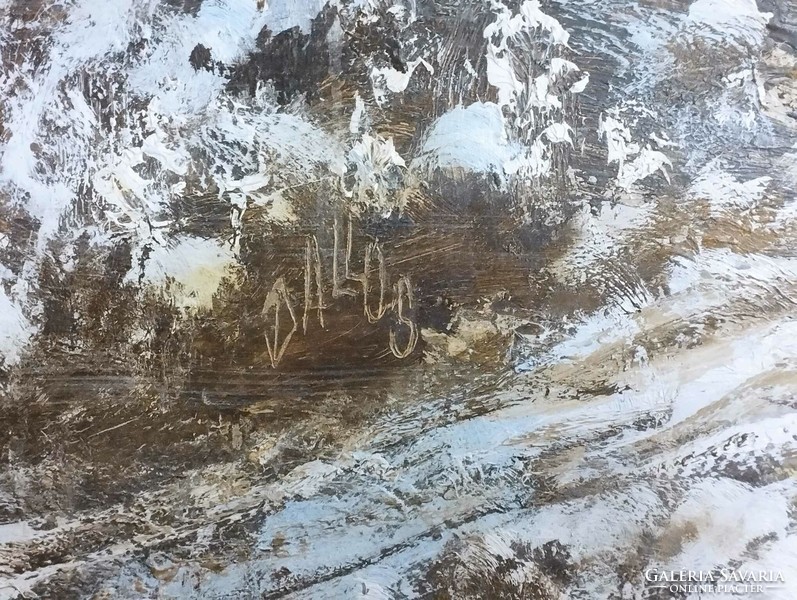 Dallos Ferenc - Téli táj olaj farost 80x60 cm