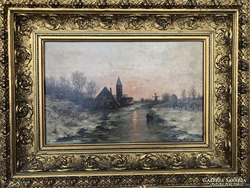 Antique German oil painting c. Signed by Klein