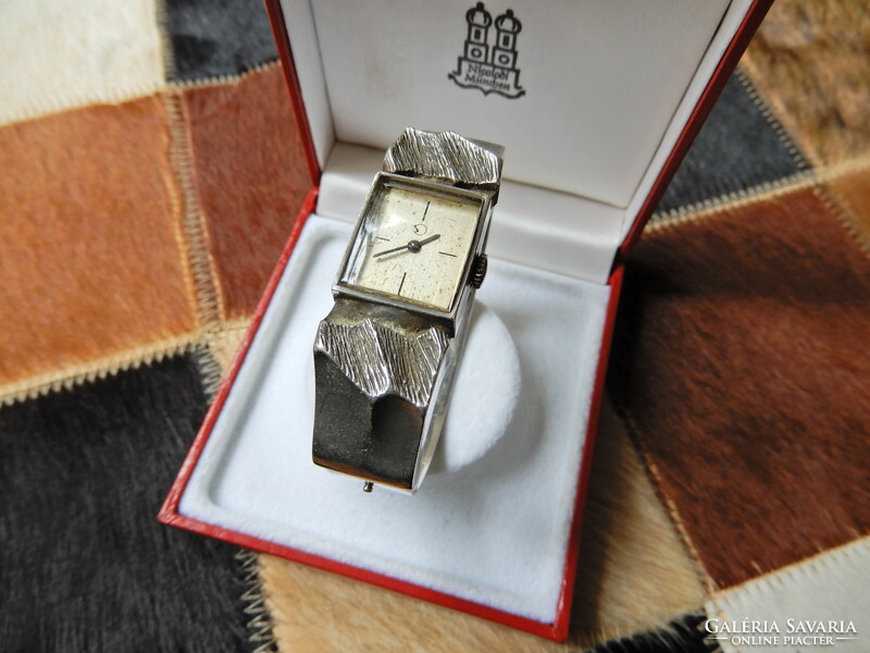 Old Finnish Matti j. Hyvarinen - sirokoru modernist silver wristwatch