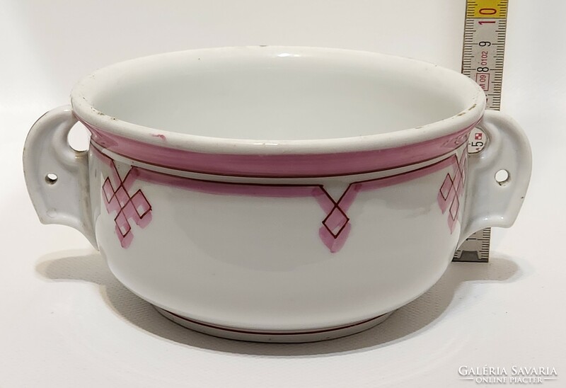 Czech Elbogen pink geometric pattern large porcelain cup (3027)
