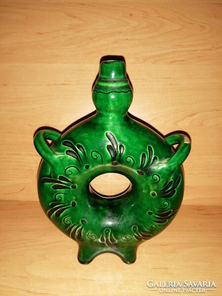 Malév with inscription green ceramic pereck bottle pretzel bottle (20 / d)