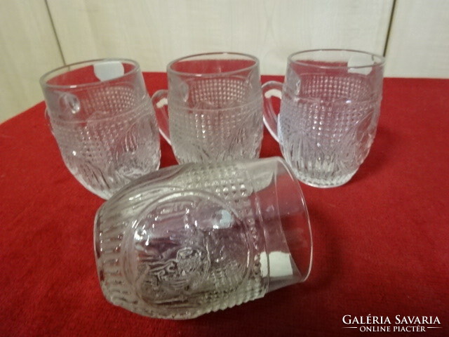 Glass cup with a printed pattern, height 7.7 cm. Four pieces. Jokai.