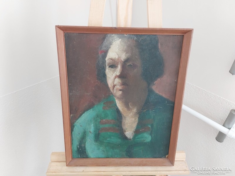(K) Régi portréfestmény 38x47 cm kerettel