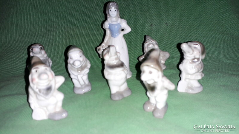 Beautiful rare tiny German porcelain Snow White and the Seven Dwarfs porcelain figures together as shown in the pictures