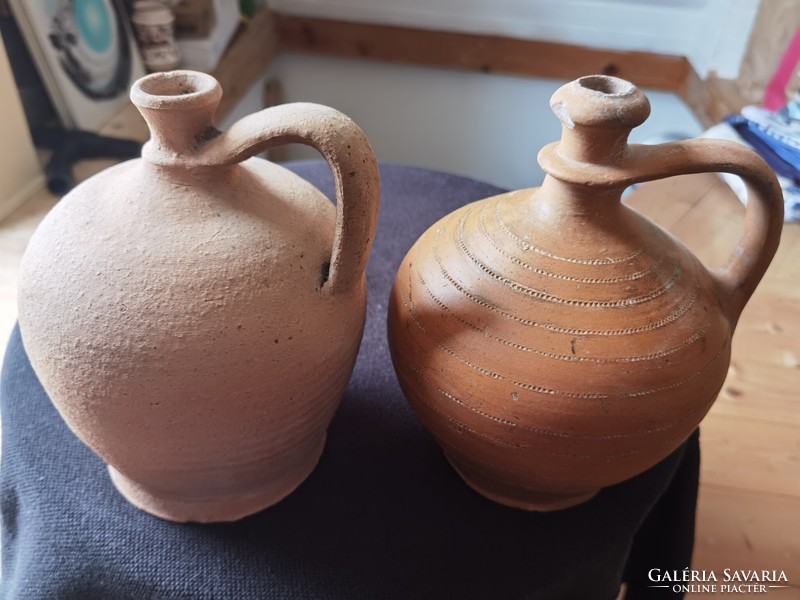 Folk ceramic jug pottery guard 21cm in pair