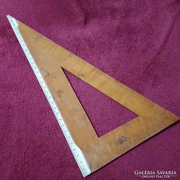 Fa vonalzó - derékszögű - régi, 32 cm-es