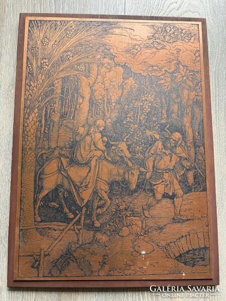 Albrecht Dürer's Flight into Egypt copper engraving on wood panel