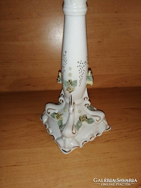 Régi rózsás porcelán gyertyatartó 23 cm magas (38/d)